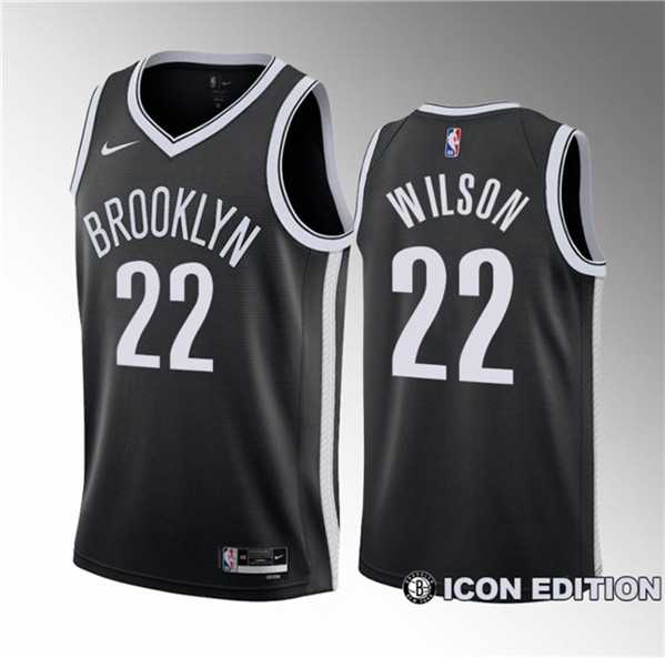 Men%27s Brooklyn Nets #22 Jalen Wilson Black 2023 Draft Icon Edition Stitched Basketball Jersey Dzhi